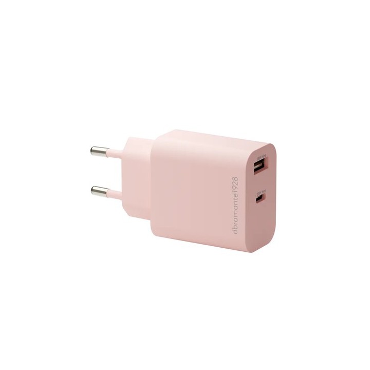 dbramante1928 re-charge - Alimentatore - 20 watt - 2 connettori di uscita (USB-C, USB) - rosa - Europa