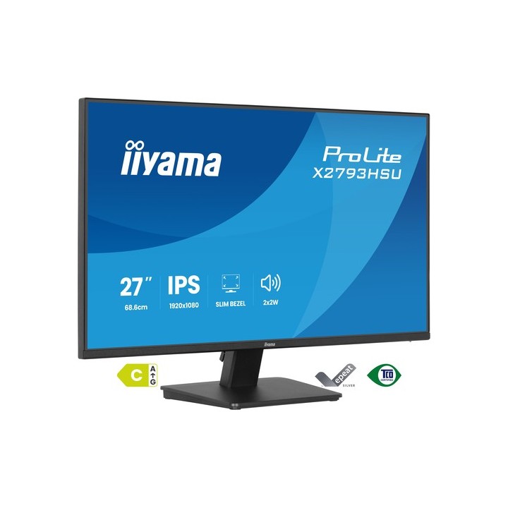Iiyama X2793HSU-B1 - Monitor a LED - 27" - 1920 x 1080 Full HD (1080p) @ 120 Hz - IPS - 350 cd/m² - 1500:1 - 1 ms - HDMI, Displ