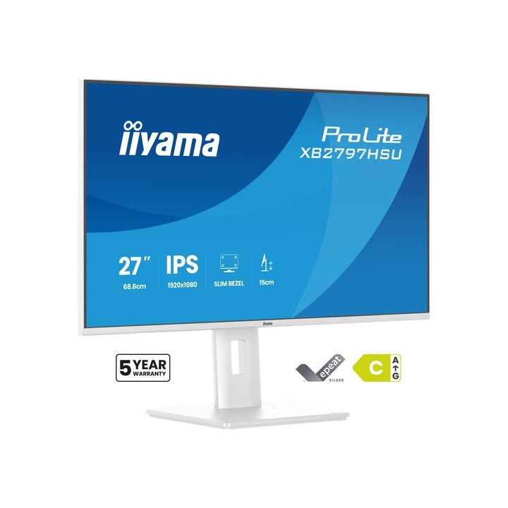 iiyama ProLite XB2797HSU-W1 - Monitor a LED - 27" - 1920 x 1080 Full HD (1080p) @ 120 Hz - IPS - 350 cd/m² - 1500:1 - 1 ms - HD