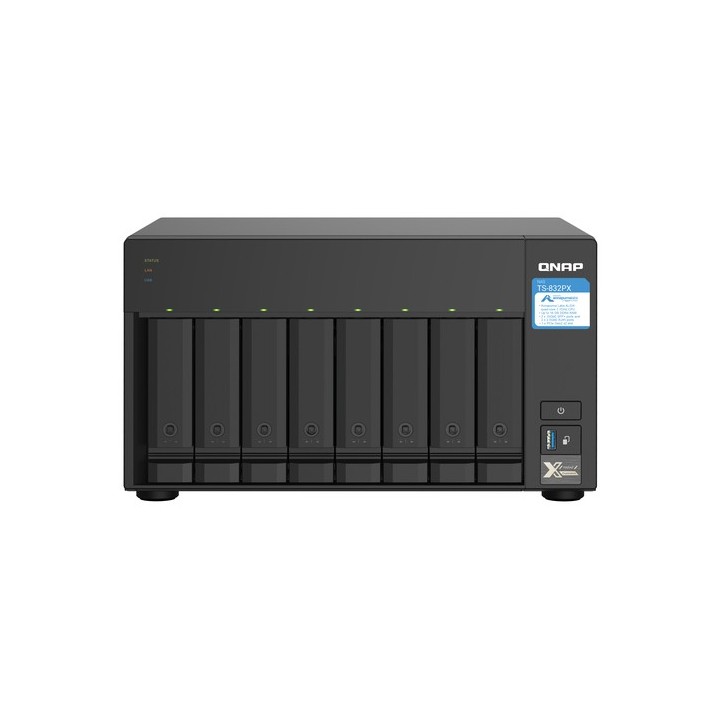 QNAP TS-832PX-4G - Server NAS - 8 alloggiamenti - SATA 6Gb/s - RAID 0, 1, 5, 6, 10, 50, 60, JBOD - RAM 4 GB - Gigabit Ethernet 