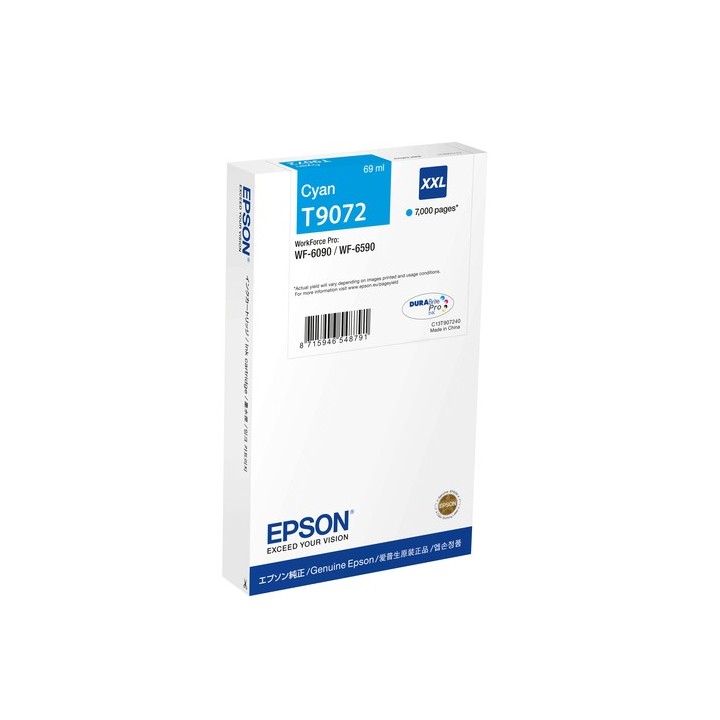 Epson T9072 - 69 ml - misura XXL - ciano - originale - scatola - cartuccia d'inchiostro - per WorkForce Pro WF-6090, WF-6590