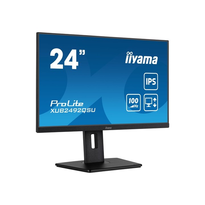 iiyama ProLite XUB2492QSU-B1 - Monitor a LED - 24" - 2560 x 1440 WQHD @ 100 Hz - IPS - 300 cd/m² - 1000:1 - 0.5 ms - HDMI, Disp