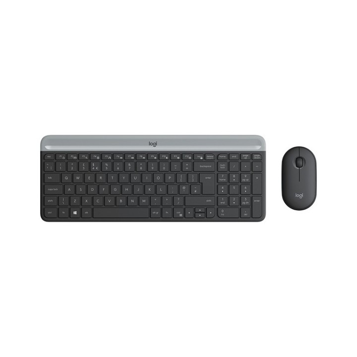 Logitech Slim Wireless Combo MK470 - Set mouse e tastiera - senza fili - 2.4 GHz - Ceca - grafite