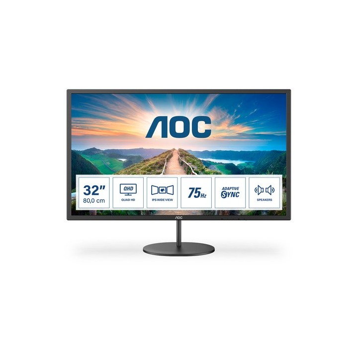 AOC Q32V4 - Monitor a LED - 32" (31.5" visualizzabile) - 2560 x 1440 QHD @ 75 Hz - IPS - 250 cd/m² - 1200:1 - 4 ms - HDMI, Disp