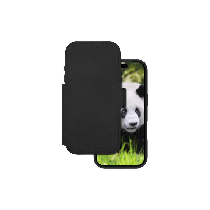 dbramante1928 Lynge - Flip cover per cellulare - Compatibilità MagSafe - pelle pieno fiore - nero - per Apple iPhone 17 Pro