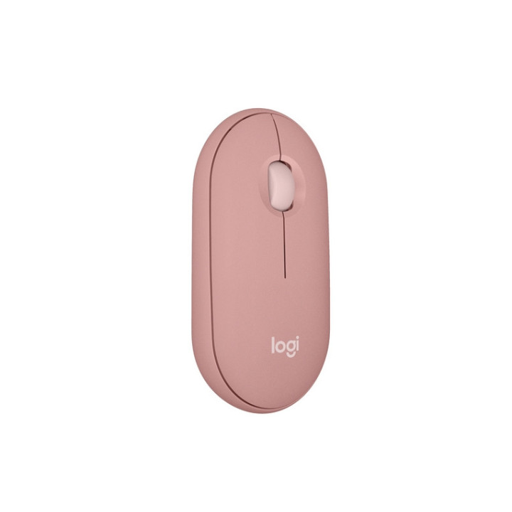 Logitech Pebble Mouse 2 M350s - Mouse - ottica - 3 pulsanti - senza fili - Bluetooth 5.2 LE - tonal rose