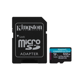 Kingston Canvas Go! Plus - Scheda di memoria flash (adattatore da microSDXC a SD in dotazione) - 512 GB - A2 / Video Class V30