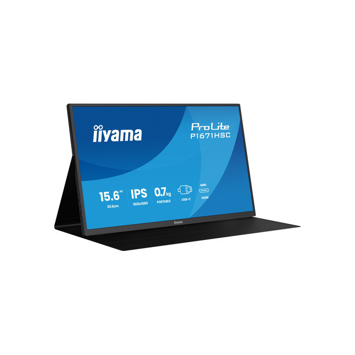 iiyama ProLite P1671HSC-B1 - Monitor a LED - 15.6" - telaio aperto - 1920 x 1080 Full HD (1080p) @ 60 Hz - IPS - 250 cd/m² - 10