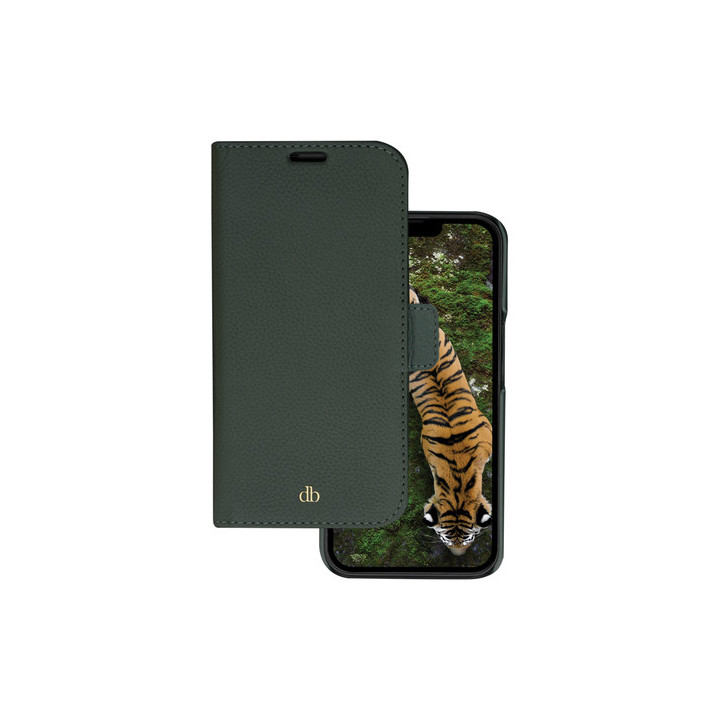 dbramante1928 New York - Flip cover per cellulare - pelle sostenibile pieno fiore con lavorazione a ciottoli - evergreen - per