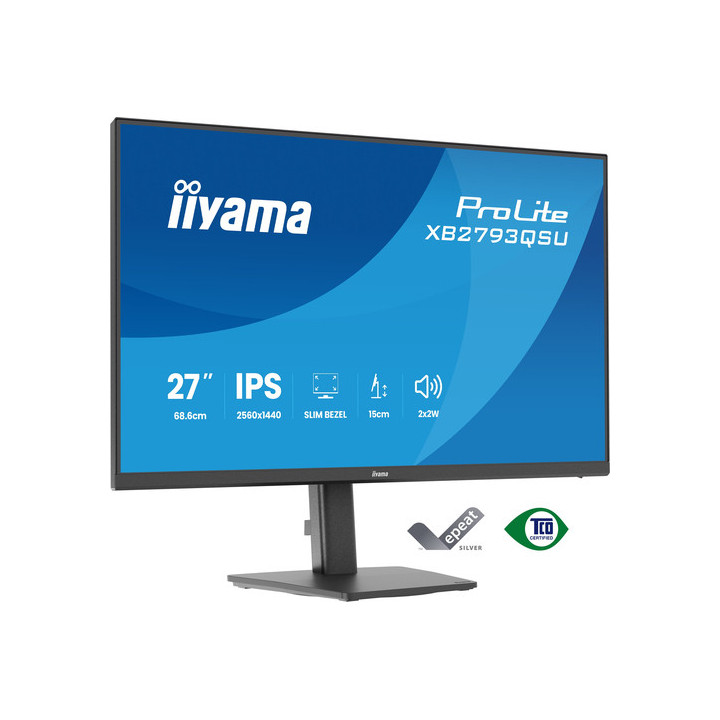 iiyama ProLite XB2793QSU-B1 - Monitor a LED - 27" - 2560 x 1440 QHD @ 75 Hz - IPS - 350 cd/m² - 1000:1 - 1 ms - HDMI, DisplayPo
