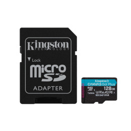Kingston Canvas Go! Plus - Scheda di memoria flash (adattatore da microSDXC a SD in dotazione) - 128 GB - A2 / Video Class V30 