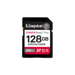 Kingston Canvas React Plus - Scheda di memoria flash - 128 GB - Video Class V60 / UHS-II U3 / Class10 - UHS-II SDXC