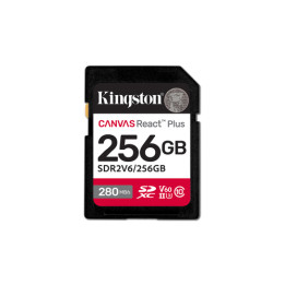 Kingston Canvas React Plus - Scheda di memoria flash - 256 GB - Video Class V60 / UHS-II U3 / Class10 - UHS-II SDXC