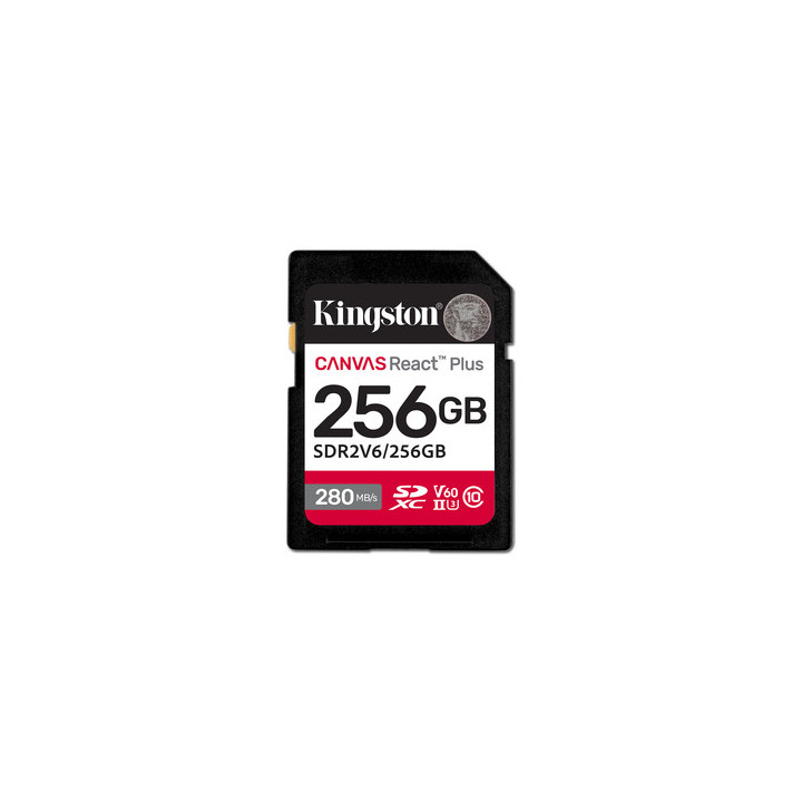 Kingston Canvas React Plus - Scheda di memoria flash - 256 GB - Video Class V60 / UHS-II U3 / Class10 - UHS-II SDXC