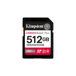 Kingston Canvas React Plus - Scheda di memoria flash - 512 GB - Video Class V60 / UHS-II U3 / Class10 - UHS-II SDXC