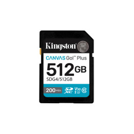 Kingston Canvas Go! Plus - Scheda di memoria flash - 512 GB - Video Class V30 / UHS-I U3 / Class10 - UHS-I SDXC