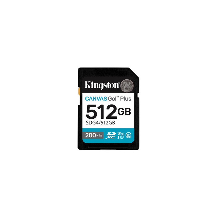 Kingston Canvas Go! Plus - Scheda di memoria flash - 512 GB - Video Class V30 / UHS-I U3 / Class10 - UHS-I SDXC