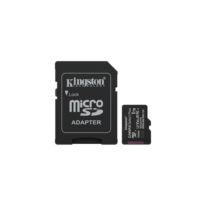 Kingston Canvas Select Plus - Scheda di memoria flash (adattatore a SD in dotazione) - 1 TB - A1 / Video Class V30 / UHS-I U3 /
