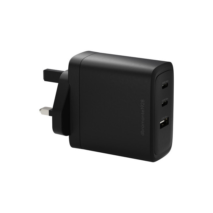 dbramante1928 re-charge IT - Alimentatore - 100 watt - 3 connettori di uscita (2 x USB-C, USB) - nero - Regno Unito