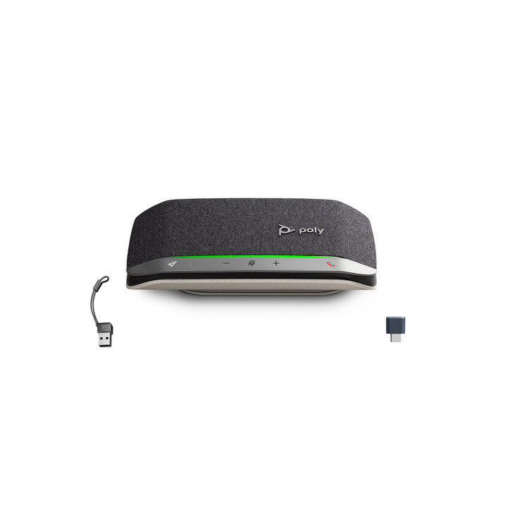 HP Poly Sync 20+ - Vivavoce smart - Bluetooth - cablato, senza fili - USB-A - argento, nero - Certificato per i team Microsoft,