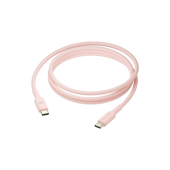 dbramante1928 re-charge - Cavo USB - USB-C (M) a USB-C (M) - 1.5 m - intrecciato, Power Delivery USB-C (60 W) - rosa