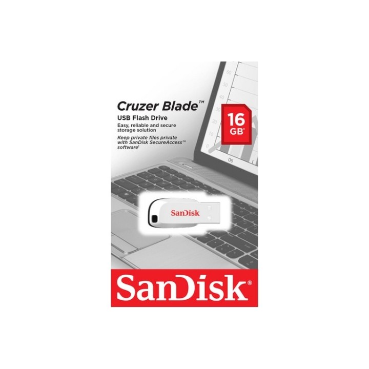 SanDisk Cruzer Blade - Chiavetta USB - 16 GB - USB 2.0 - bianco (SDCZ50C-016G-B35W)