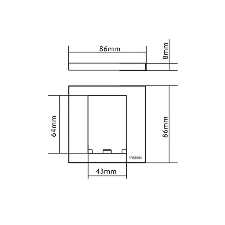 VISION Techconnect Modular AV Faceplate - Single-Gang UK surround - frame which (TC3 SURR1G)