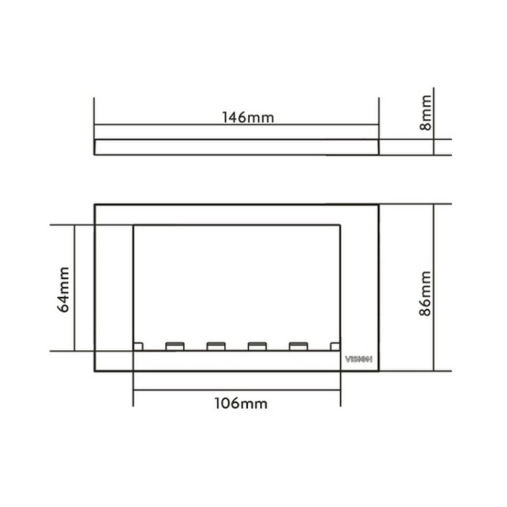 VISION Techconnect Modular AV Faceplate - Double-Gang UK surround - frame which