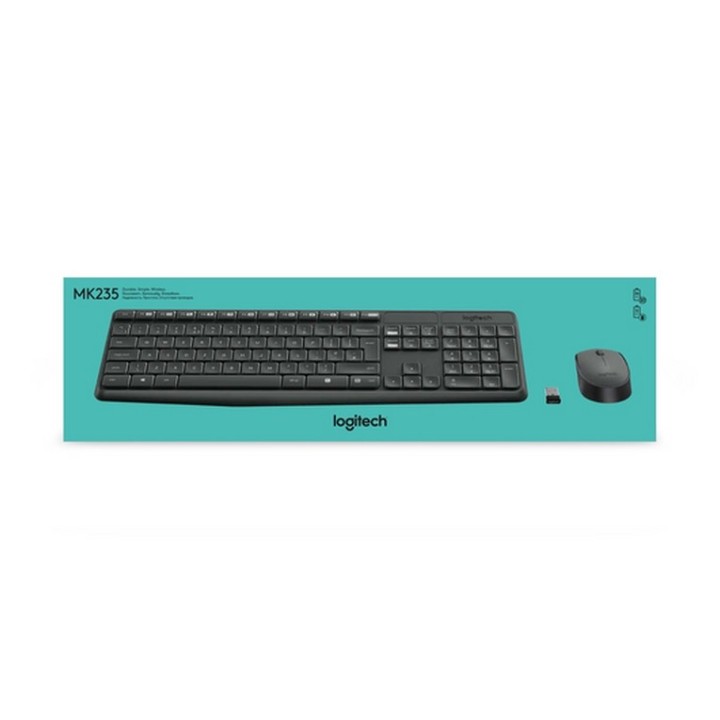 Logitech MK235 - Set mouse e tastiera - senza fili - 2.4 GHz - Tedesca