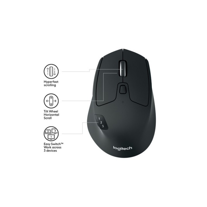 Logitech M720 Triathlon - Mouse - per destrorsi - ottica - 7 pulsanti - senza fi (910-004791)