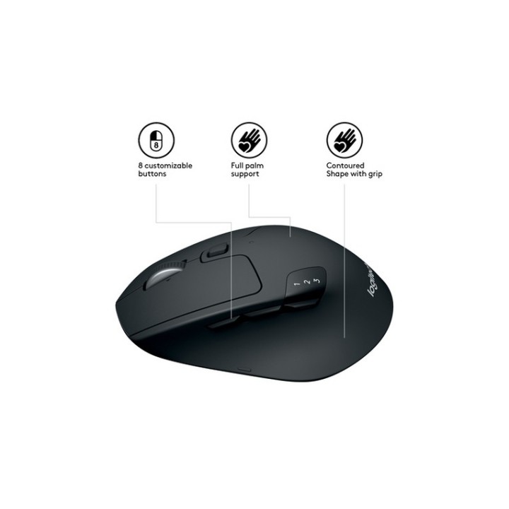 Logitech M720 Triathlon - Mouse - per destrorsi - ottica - 7 pulsanti - senza fi (910-004791)