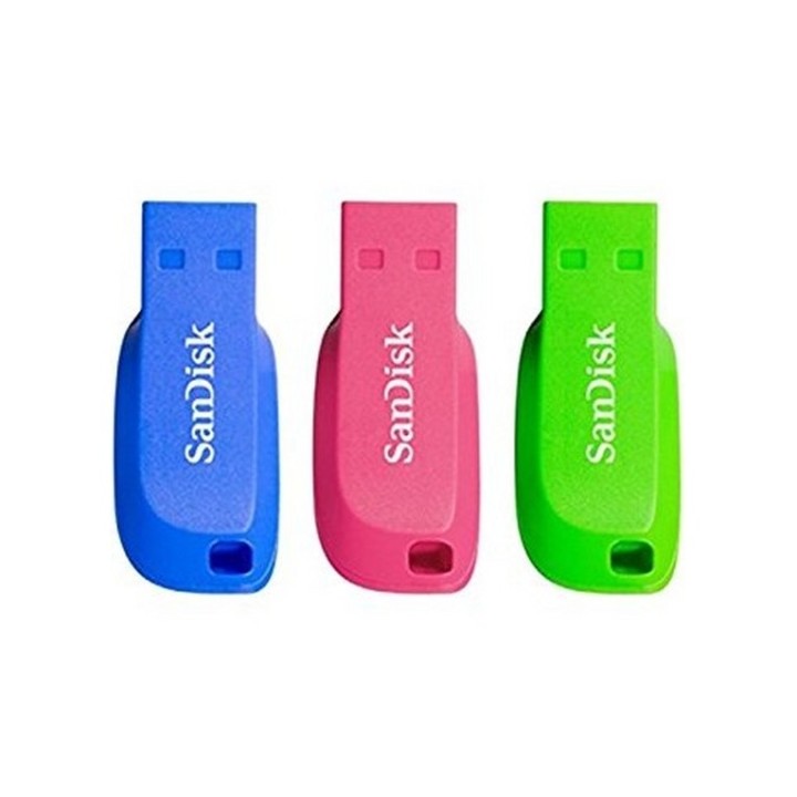 SanDisk Cruzer Blade - Chiavetta USB - 16 GB - USB 2.0 - blu, verde, rosa (pacch