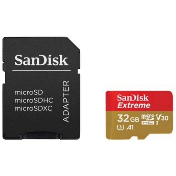 SanDisk Extreme - Scheda di memoria flash (adattatore microSDHC per SD in dotazi (SDSQXAF-032G-GN6AT)