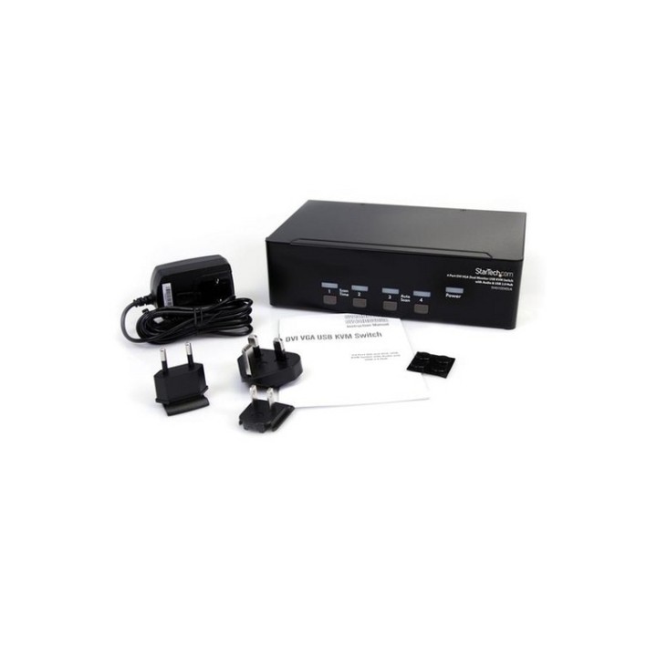 Startech Switch KVM doppio monitor VGA DVI 4 porte USB con audio e hub USB 2.0 -