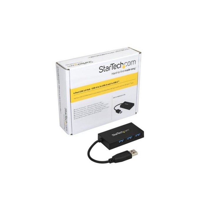 Startech Hub USB a 4 Porte - USB-A a 3x USB-A e 1x USB-C - Hub da Viaggio Portat (HB30A3A1CFB)