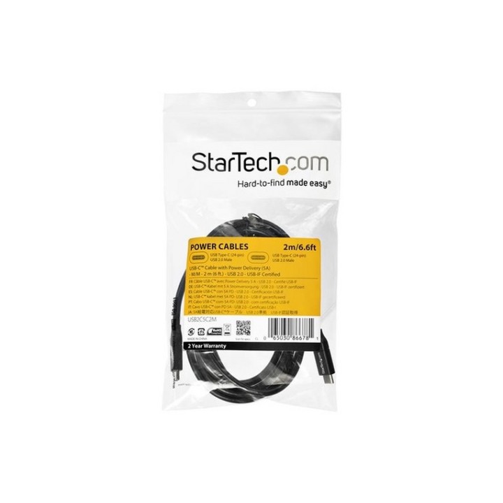 StarTech Cavo USB-C a USB-C con Power Delivery PD 5A - M/M - USB2.0 - Conforme U