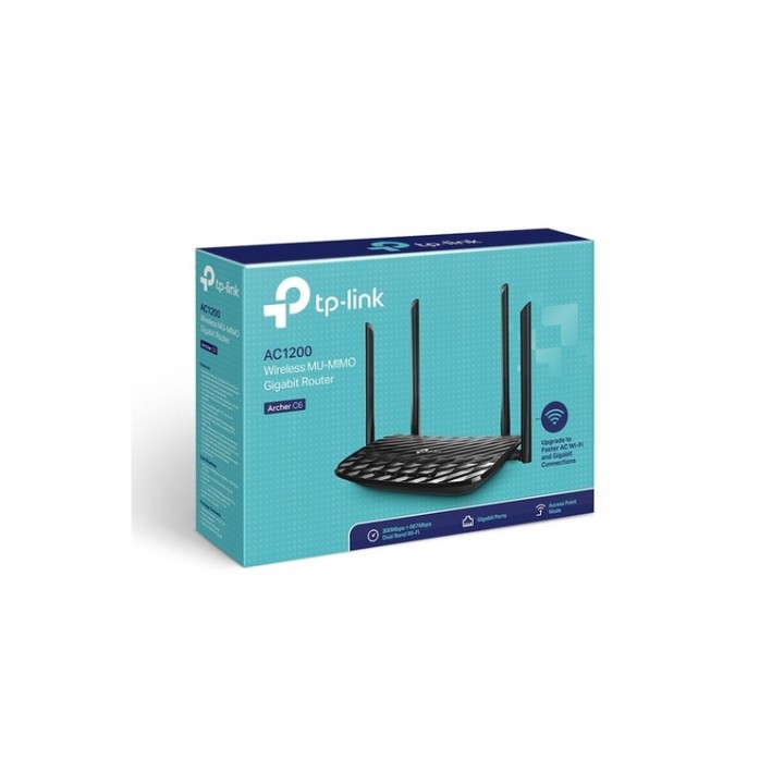 TP-Link Archer C6 - Router wireless switch a 4 porte - 1GbE - Wi-Fi 5 - Dual Ban