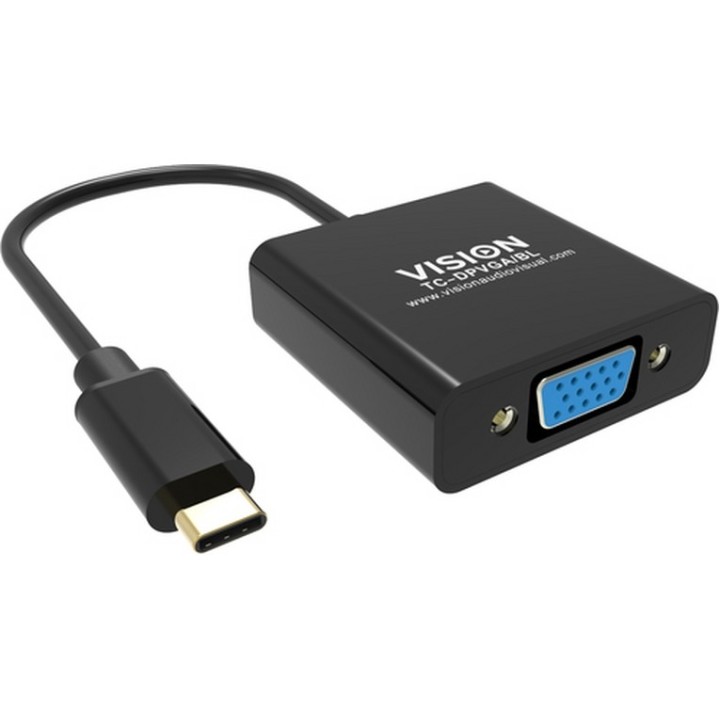 VISION Professional installation-grade USB-C to VGA adapter - plugs into USB-C a (TC-USBCVGA/BL)