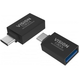VISION Professional installation-grade USB-C to USB-A adapter - plugs into USB-C (TC-USBC3A/BL)