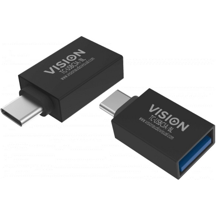 VISION Professional installation-grade USB-C to USB-A adapter - plugs into USB-C (TC-USBC3A/BL)
