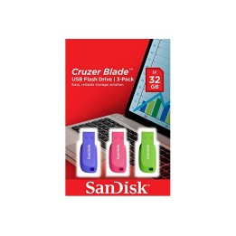 SanDisk Cruzer Blade - Chiavetta USB - 32 GB - USB 2.0 - blu, verde, rosa (pacch (SDCZ50C-032G-B46T)