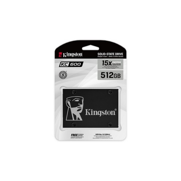Kingston KC600 - SSD - crittografato - 512 GB - interno - 2.5" - SATA 6Gb/s - 25