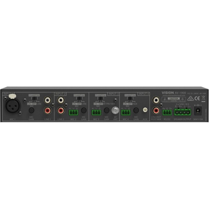 VISION PROFESSIONAL STEREO DIGITAL AUDIO AMPLIFIER - 100w (rms @ 8 ohms) low imp (AV-1900)