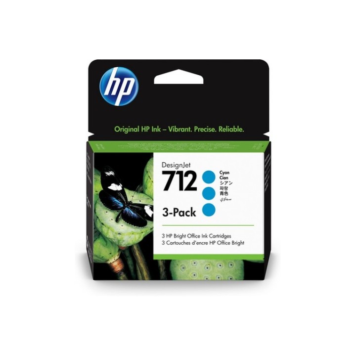 HP 712 - Confezione da 3 - 29 ml - ciano - originale - DesignJet - cartuccia d'i (3ED77A)