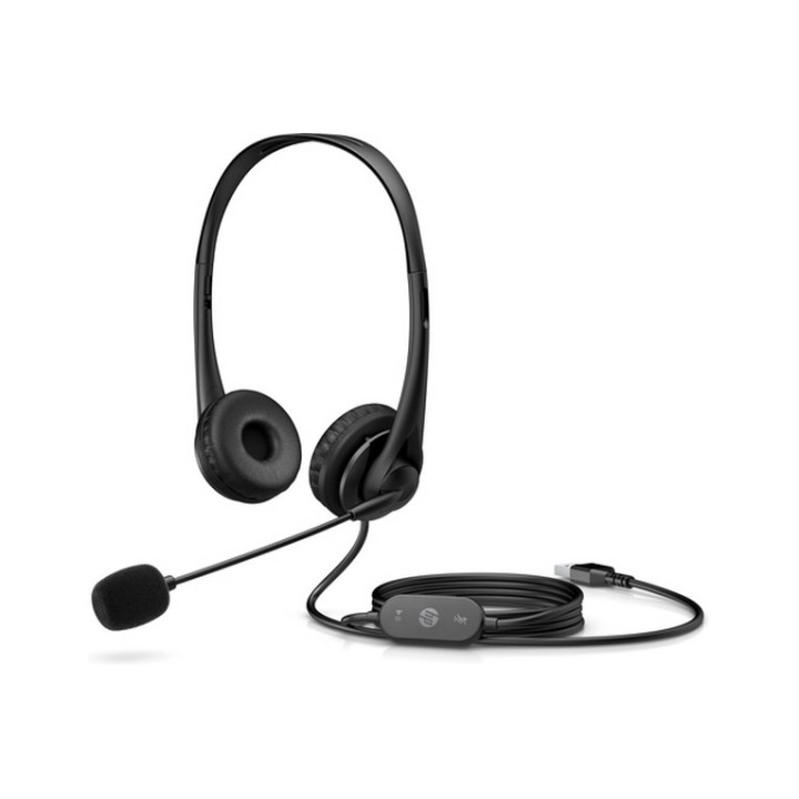 HP G2 - Cuffie con microfono - over ear - cablato - USB - nero ombreggiato
