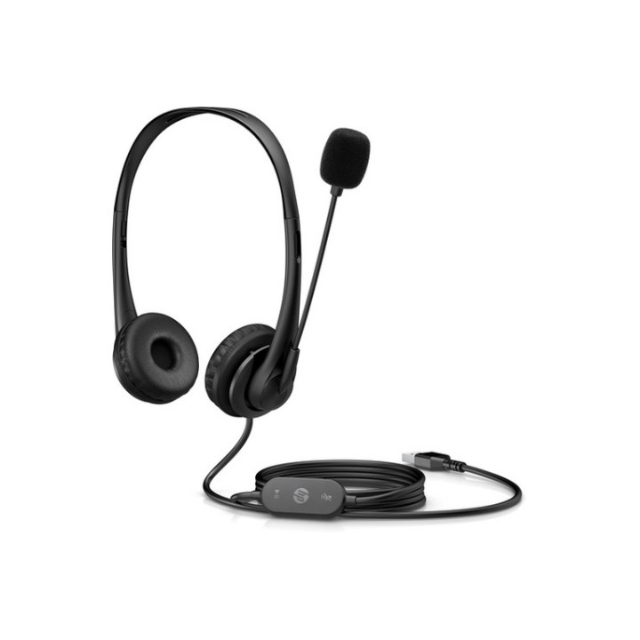 HP G2 - Cuffie con microfono - over ear - cablato - USB - nero ombreggiato